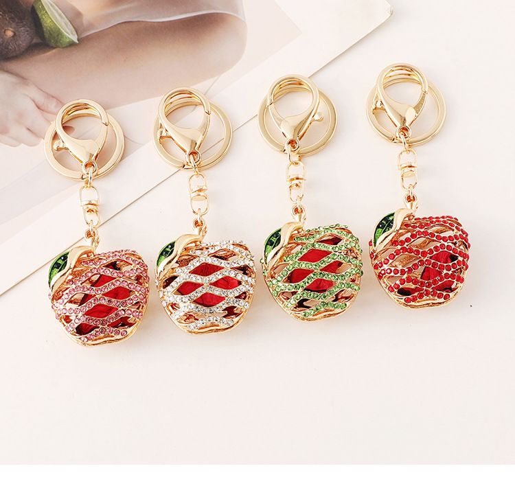 Portachiavi per auto a forma di mela con diamanti, piccolo regalo, colorato e squisito_voghion.com