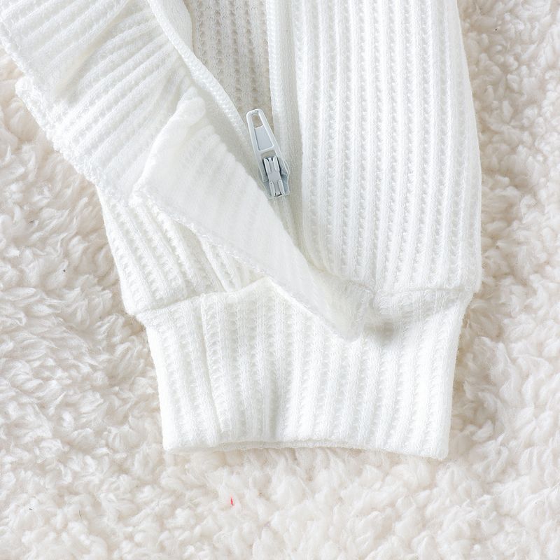 Mother & Kids Baby Girl’s Waffle-Knit Bodysuit With Flutter Sleeves – Soft & Stylish, 0-12M"_voghion.com