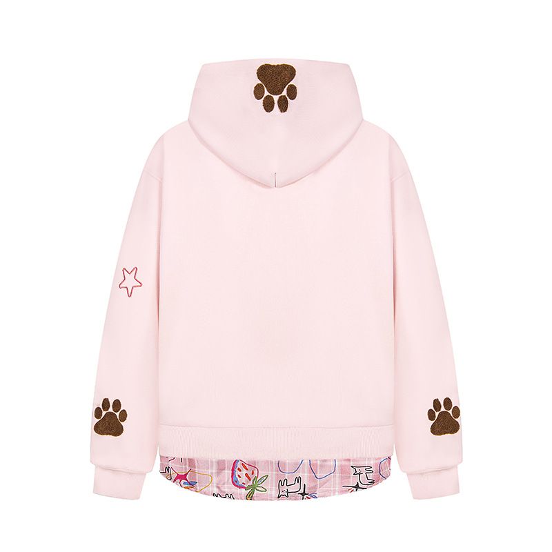 American Puppy Embroidery Patchwork Hooded Sweatshirt Cardigan For Men And Women 2025 Autumn Lazy Style Zipper Jacket_voghion.com