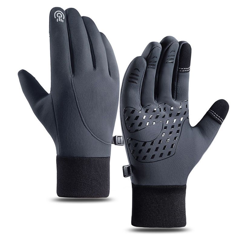 Outdoor Windproof Waterproof Fingerless Touchscreen Sports Winter Warm Fleece Ski Cycling Gloves For Men_voghion.com