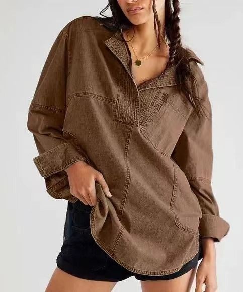 Damenbekleidung Langarmjacke V-Ausschnitt Modedesign Freizeitjacke_voghion.com