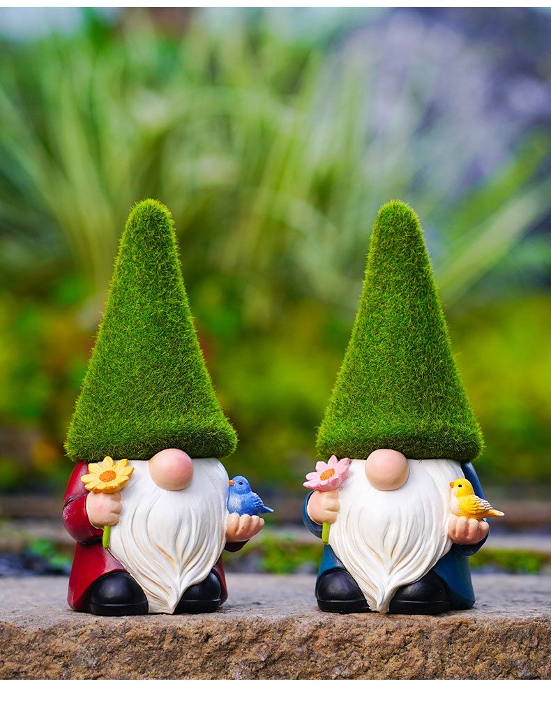 【Special Offer】Flocked Gnome Outdoor Garden Courtyard Dwarf Decoration Resin Craft Ornament_voghion.com