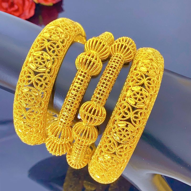 Vieam Sand Ancient Method Hollow Wedding Dubai Middle East Gold Plated Buckle Bracelet Cross-border Jewelry Wholesale_voghion.com