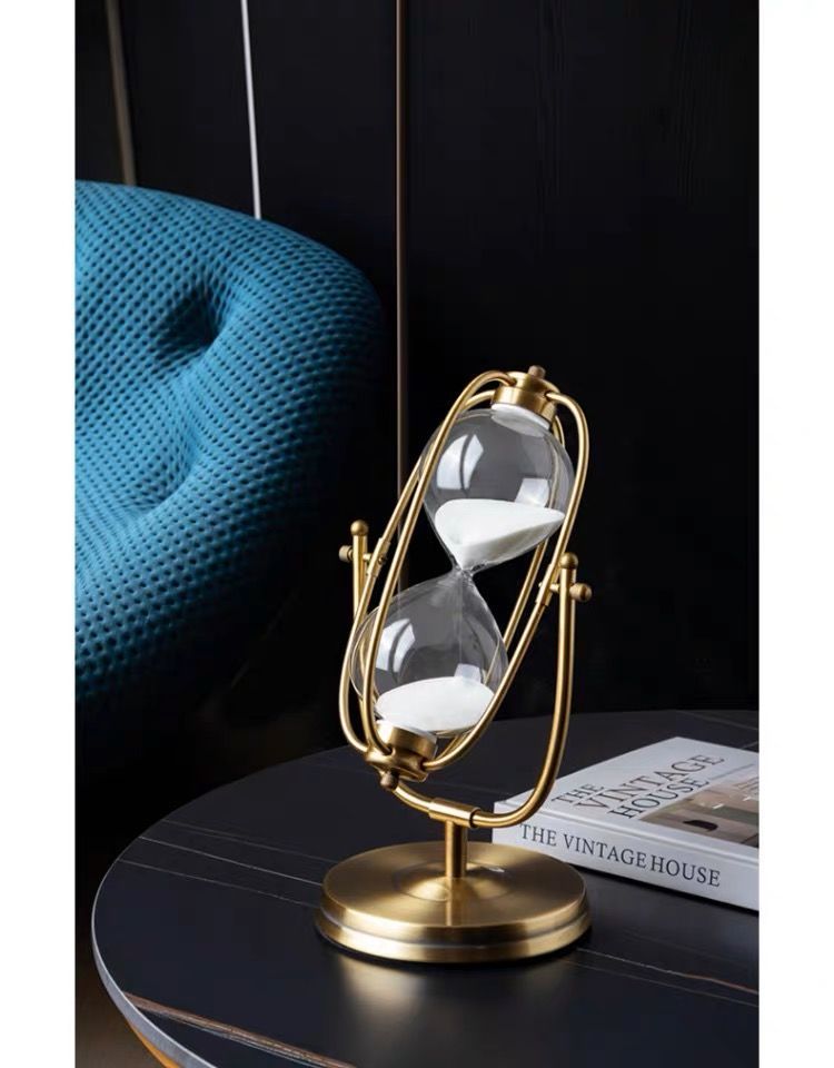 Luxuriöse, hochwertige 3D-Sanduhr aus Metall als Tischdekoration für Wohnzimmer, Weinschrank, Büro oder Zuhause_voghion.com