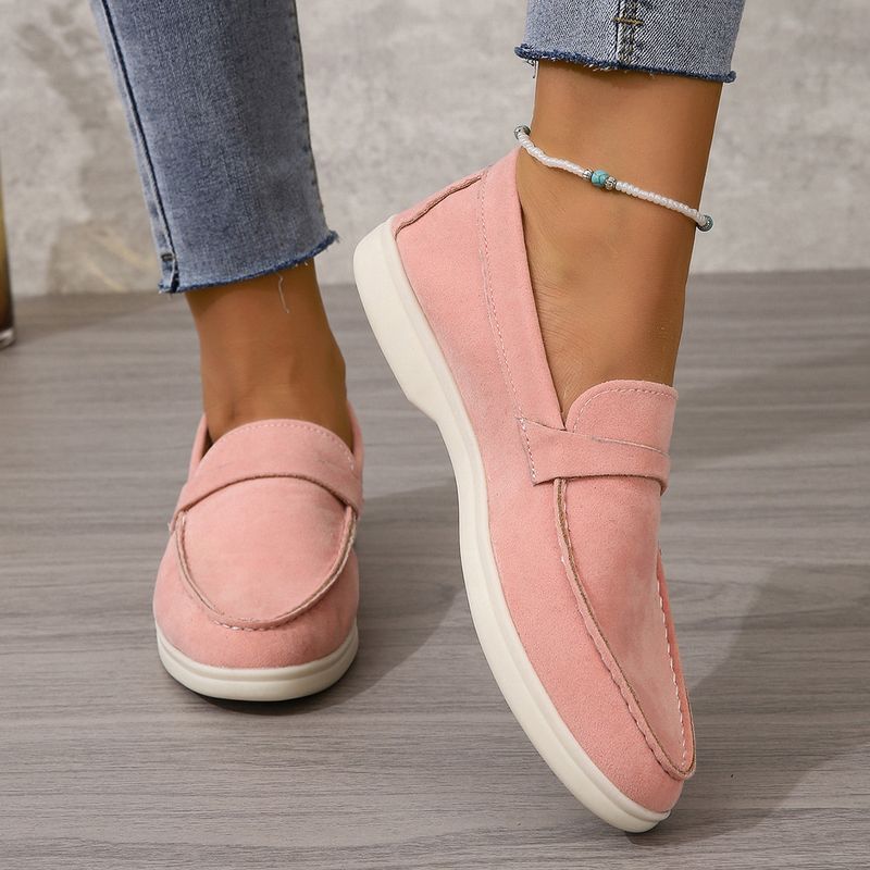 Slip-On-Loafer für Damen, mattierte, flache Retro-Einzelschuhe, große Freizeitschuhe_voghion.com