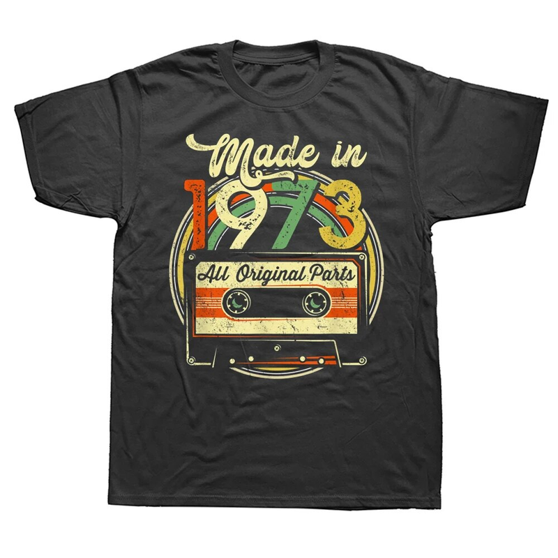 T-shirts vintage humoristiques fabriqués en 1973 pour 50e anniversaire, vêtements classiques d'été pour fête grand-mère et grand-père_voghion.com
