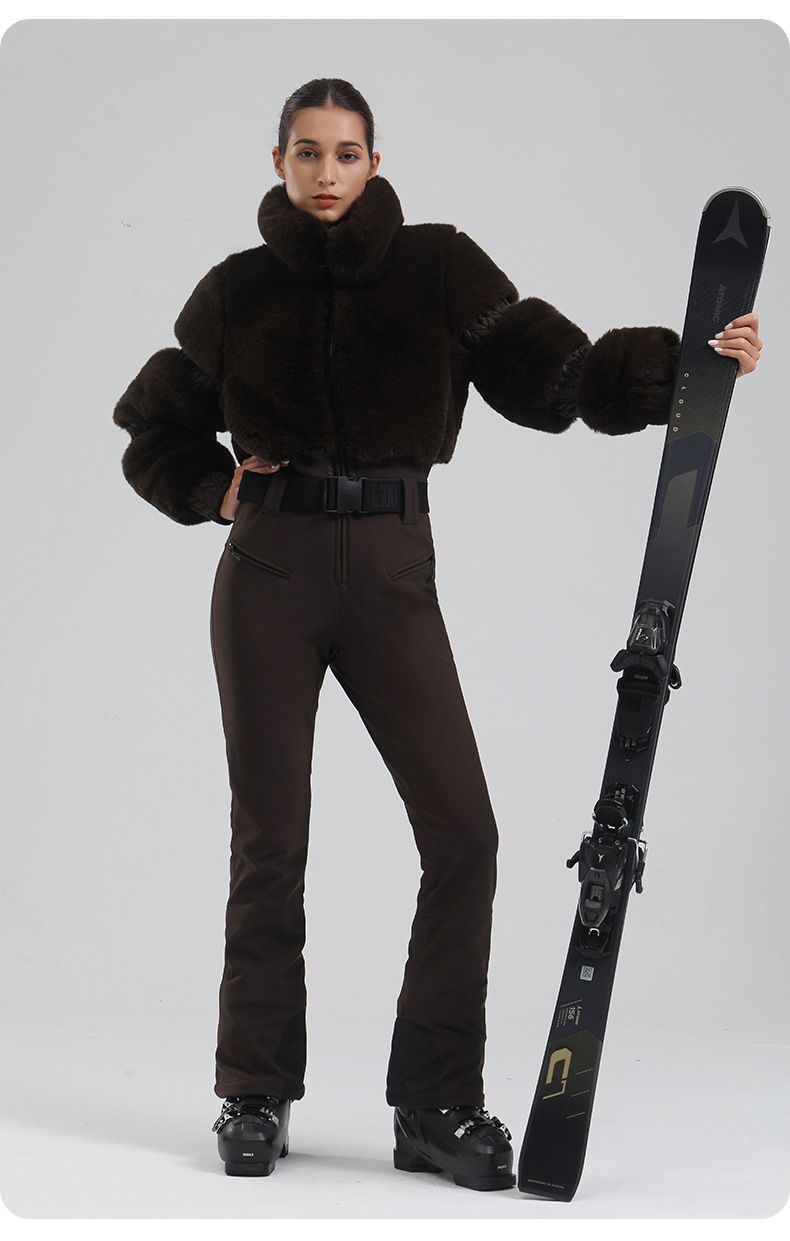 Traje de esquí de invierno para mujer: traje de nieve de una pieza ajustado, con aislamiento térmico y resistente al viento para esquí alpino y deportes al aire libre._voghion.com