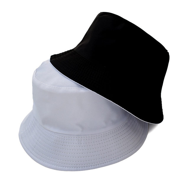 Unisex Hutt Schwaarz Einfarweg Duebelsäiteg Einfache Bob Hip Hop Eemerhut Männer Fraen Panama Beach Fëscherei Sonnekapp_voghion.com