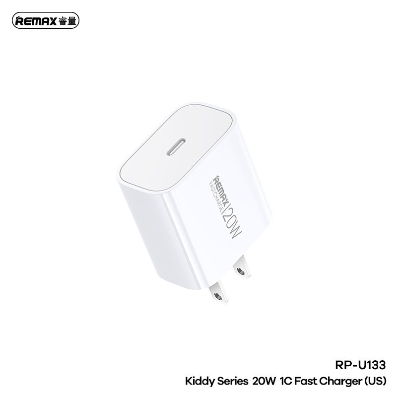 syct REMAX Qidi 20W C Charging Travel Adapter US/EU Plug Single Port Super Fast Charger RP-U133_voghion.com