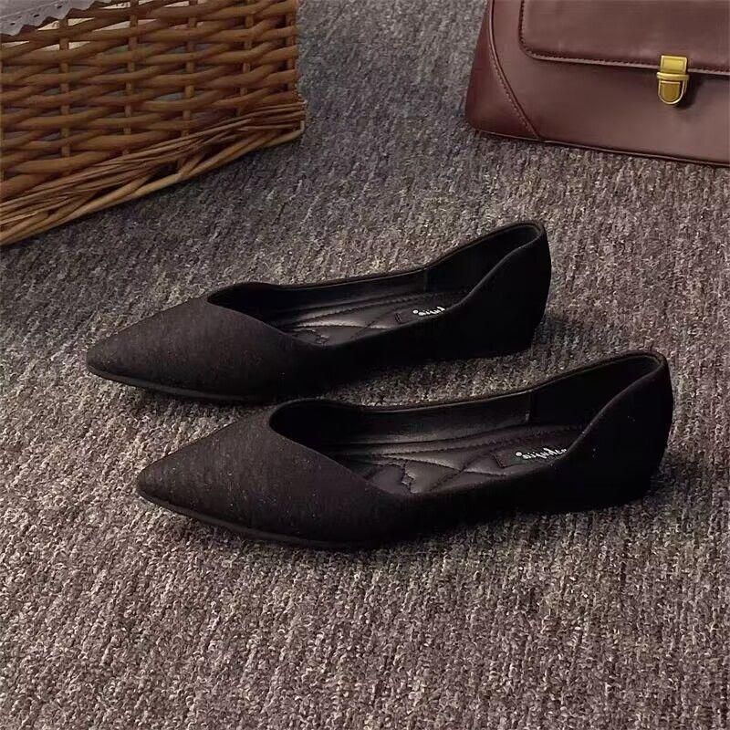 For Women 2025 New Pointed Toe Flat Heel Shallow Mouth Boat Soft Sole Versatile Fairy Work All-Season Single Shoes_voghion.com