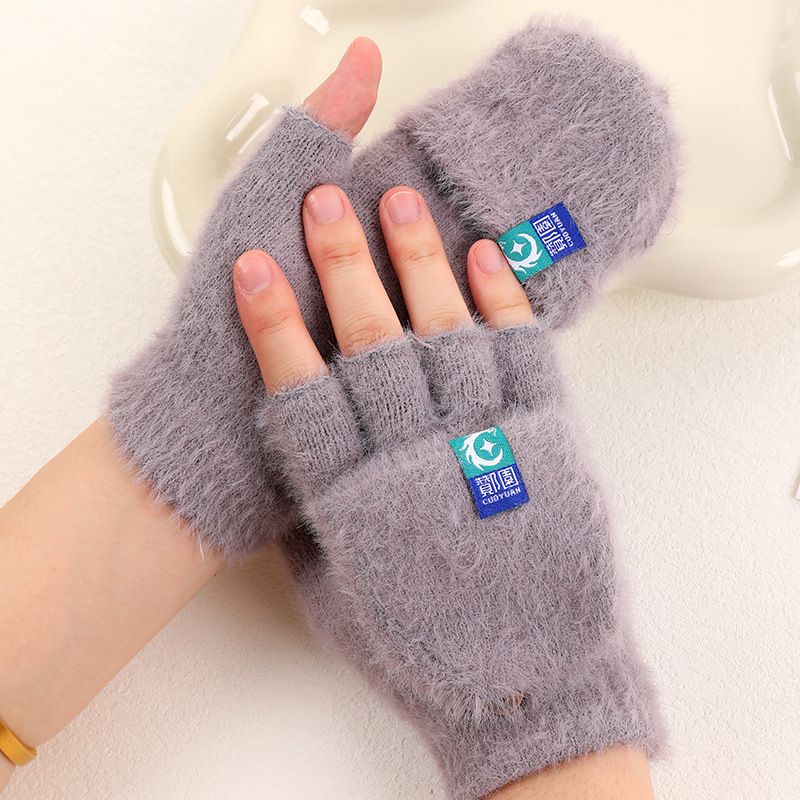 Gants tricotés coupe-vent pour hommes, en polaire chaude, avec rabat, pour cyclisme, conduite, écran tactile_voghion.com