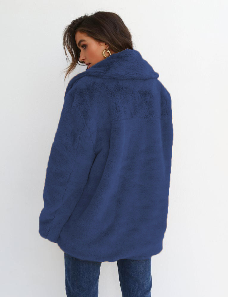 Women's Clothing Autumn and Winter Jacket Sexy Plush Lapel Slim Jacket_voghion.com