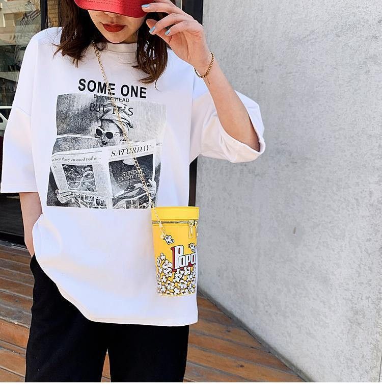 Nuova borsa creativa e versatile Borsa a tracolla alla moda da donna Borsa a tracolla singola con catena di popcorn Borsa per telefono per studenti da donna_voghion.com