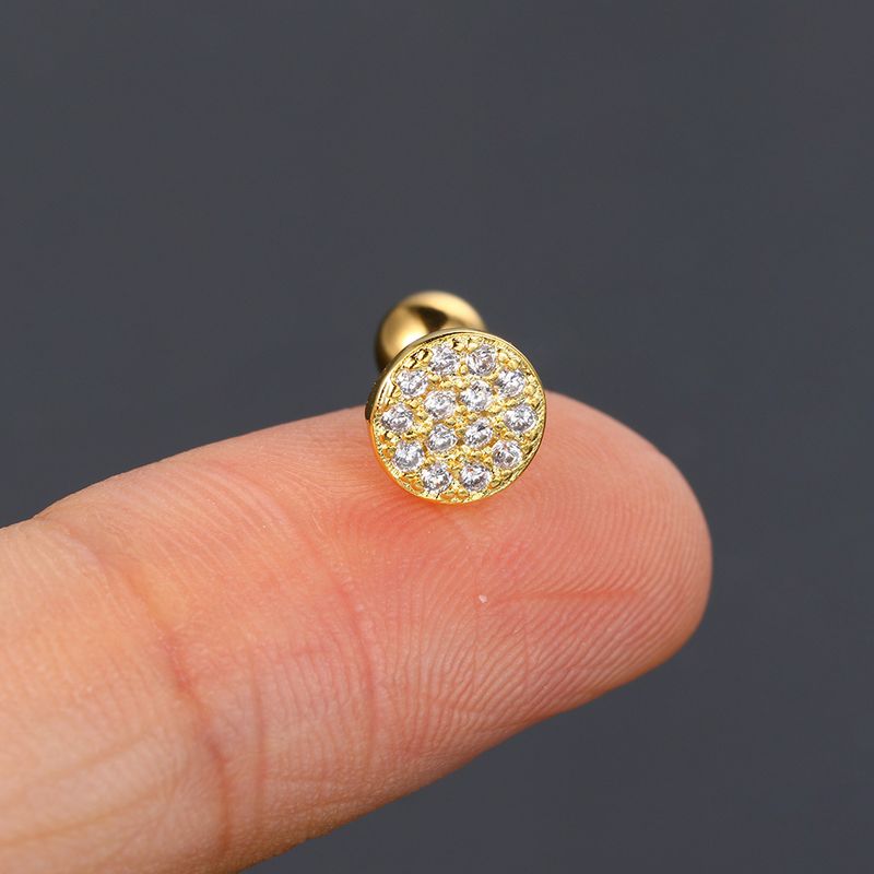Kolczyki do piercingu okrągłego, pełnego diamentu z kości dla kobiet z cyrkoniową nicią, skręconą kulką, popularne kolczyki ze sprzączką_voghion.com