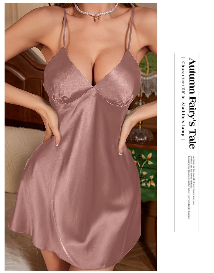 Simple Solid Color Short Camisole Home Lightweight Comfortable Silk Nightdress Summer Sexy Women's Dress_voghion.com
