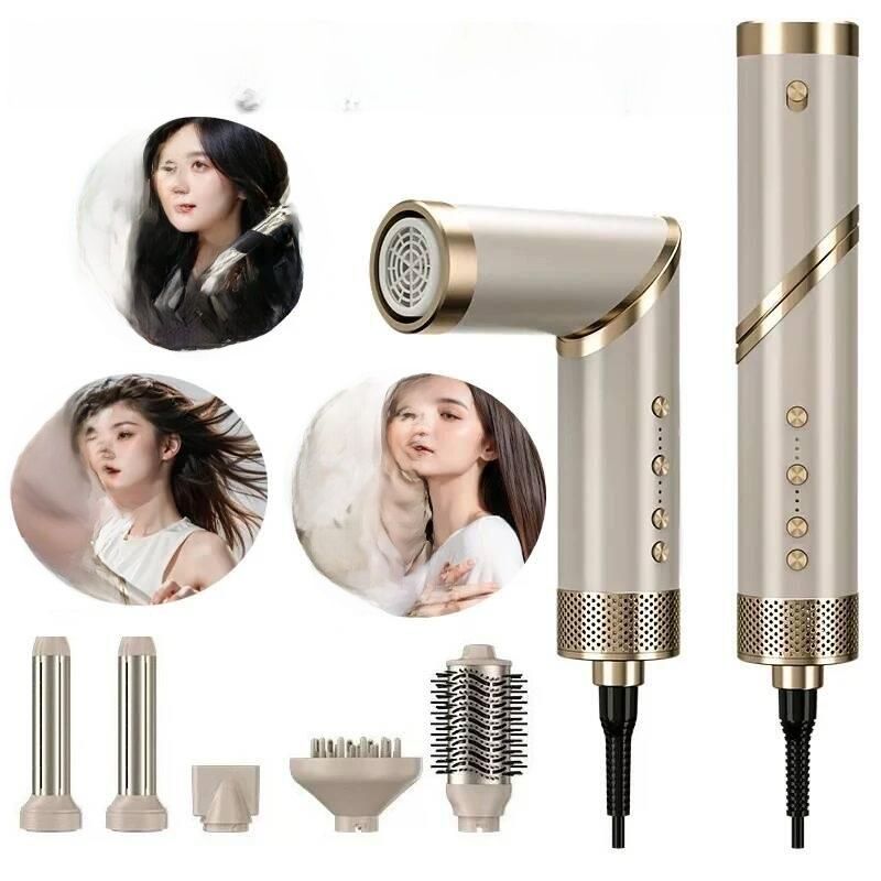 5-in-1 Set: Hot Brush, Curling Iron, Professional Hair Dryer Styling Tool_voghion.com