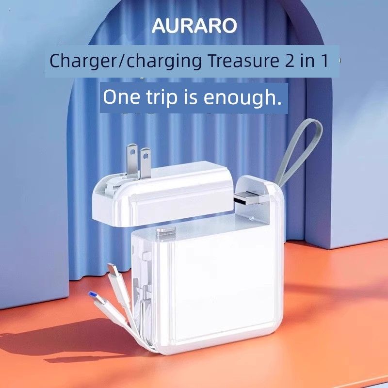 Auraro Power Bank kolm-ühes lipulaevpood koos kaabliga üliõhuke kompaktne kaasaskantav 2024 uus saabumine kiirlaadimine suur_voghion.com