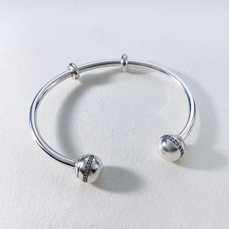 Pure Silver Panjia DIY Beaded Open Detachable Simple Loose Bracelet Lucky Bead_voghion.com