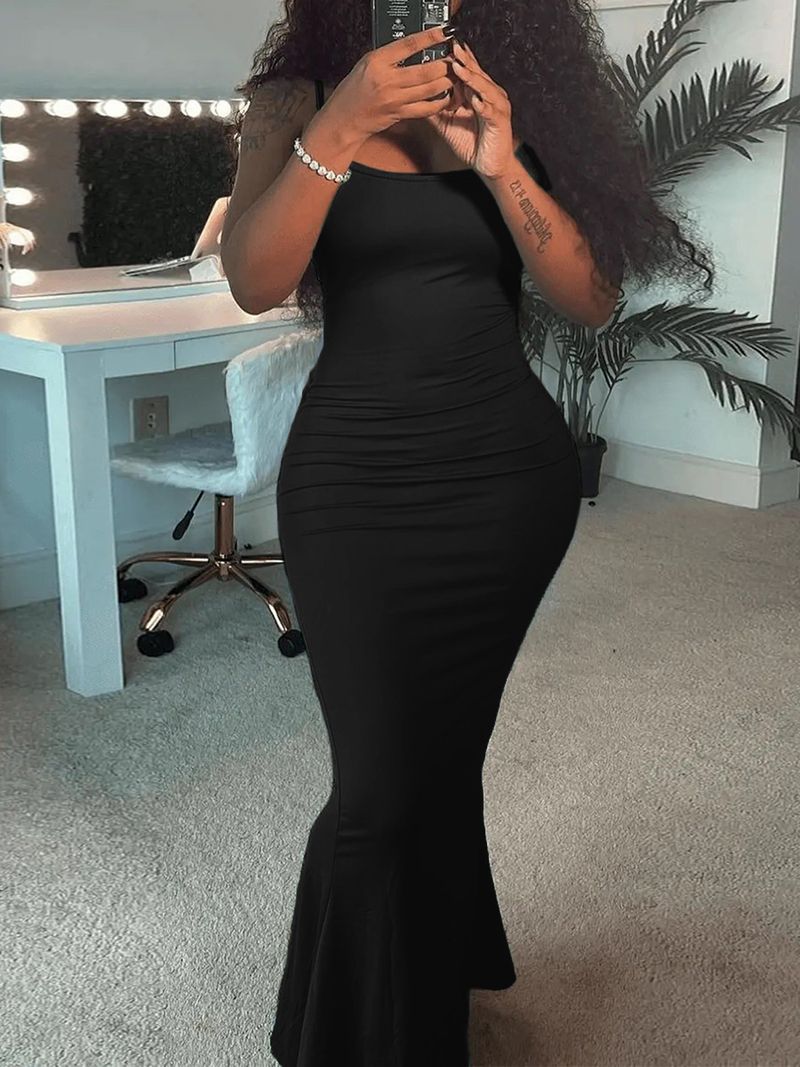 Damen 2023 Kardashian Skims Lässiges Slim Fit Träger-Home-Langes Kleid_voghion.com