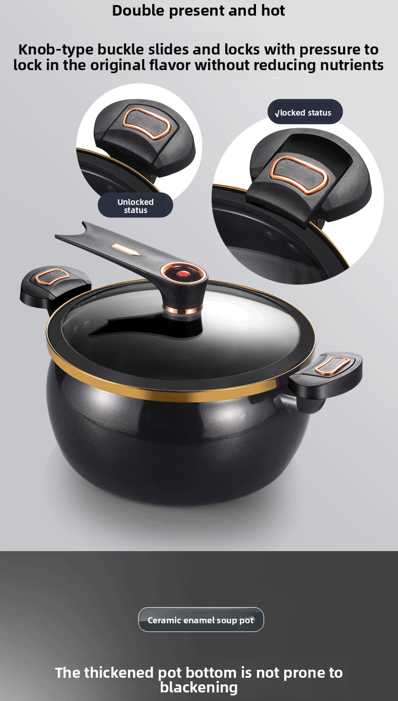 Nuovo stile in ceramica smaltata, pentola per zuppa a pressione, multifunzionale, grande capacità, per stufare e cucinare_voghion.com