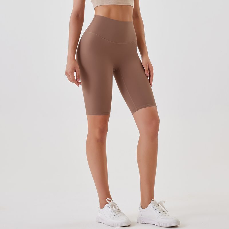 Women's Clothing double-sided brushed yoga shorts without embarrassing lines, buttocks lifting and abdominal control sports running fitness pants_voghion.com
