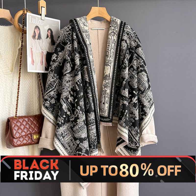 2025 New European Style Street Print For Women, Light Luxury High-End Shawl, Autumn And Winter Warm Long Neck Scarf_voghion.com