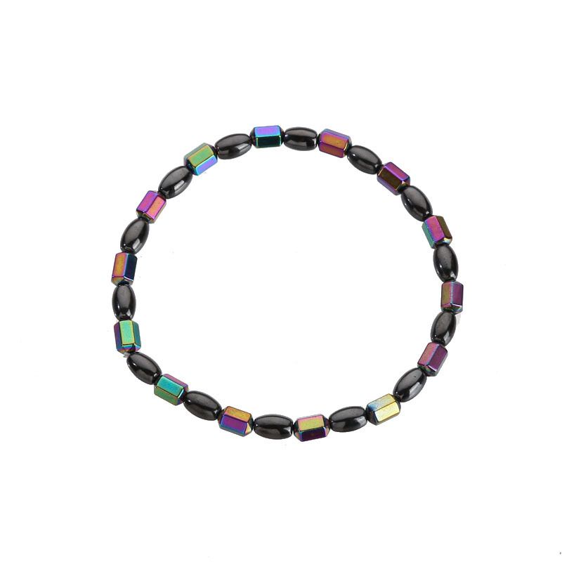 Magnetic Black Gallstone Star Unisex Couple Colorful Acrylic Bead Woven Anklet_voghion.com