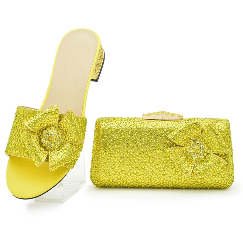 Diamant flache Damen Hausschuhe Strass Handtasche Hot Diamant Tasche flach Plus Größe Schuhe und Tasche Set_voghion.com