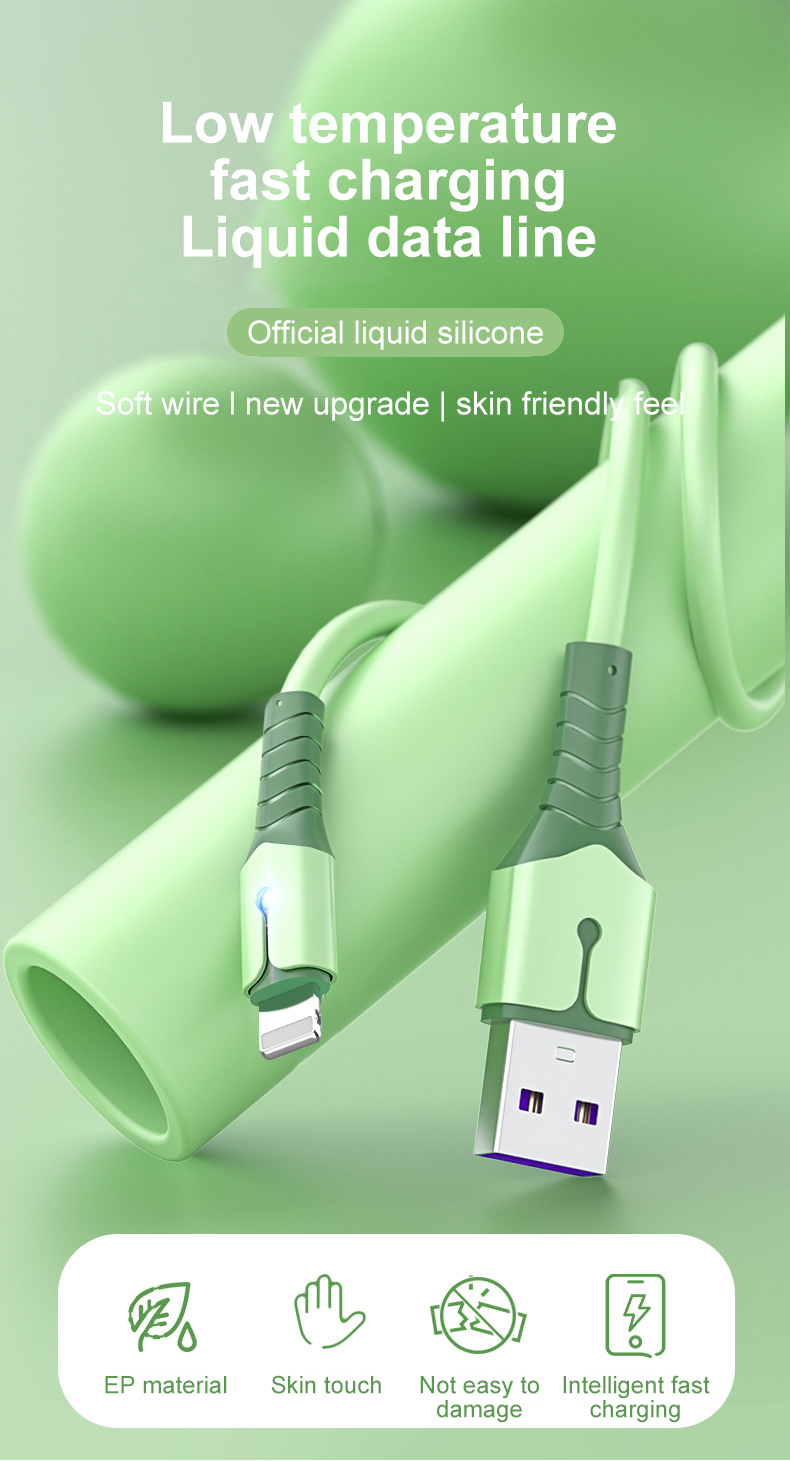 5A 8-poliges USB-Kabel für iPhone 14 13 12 Mini 12 Pro Max X XR 11 XS 8 7 6s Flüssigsilikon-Ladekabel für Mo_voghion.com