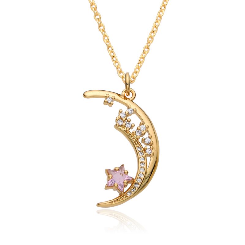 Nytt etniskt stil mikroinlagt zirkon sol- och månehalsband hänge ljus lyxig nischdesign kall nyckelbenskedja_voghion.com