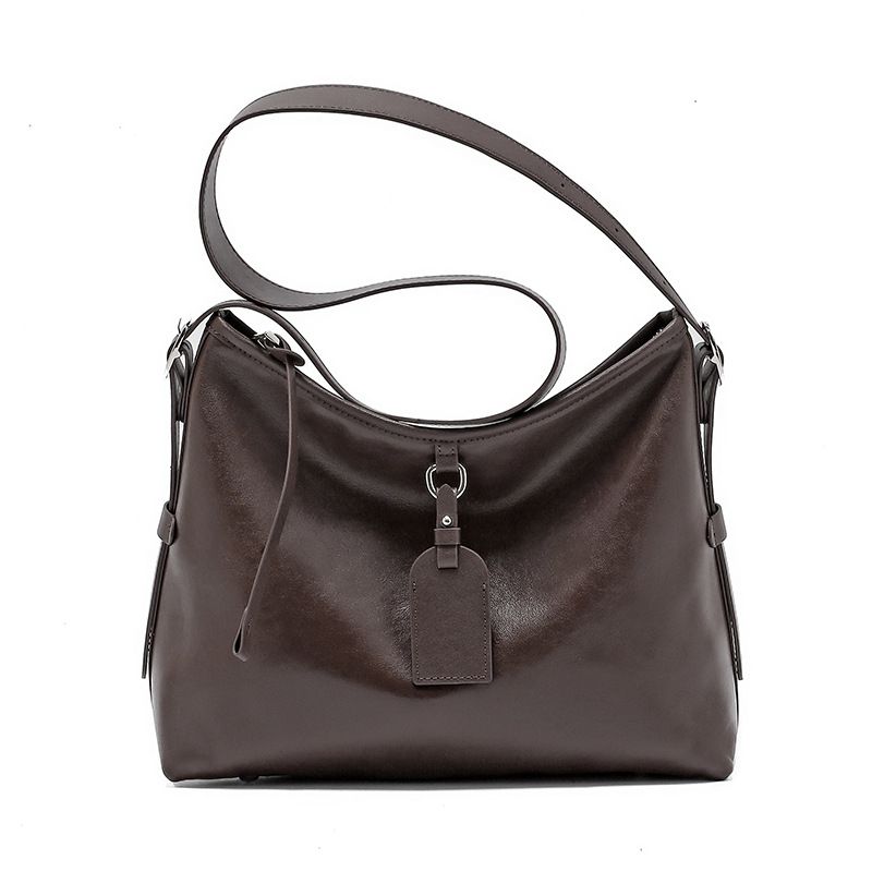 Borsa a tracolla da pendolare semplice in vera pelle di vacchetta per donna 2025, nuova borsa a tracolla in stile pigro, grande capacità_voghion.com