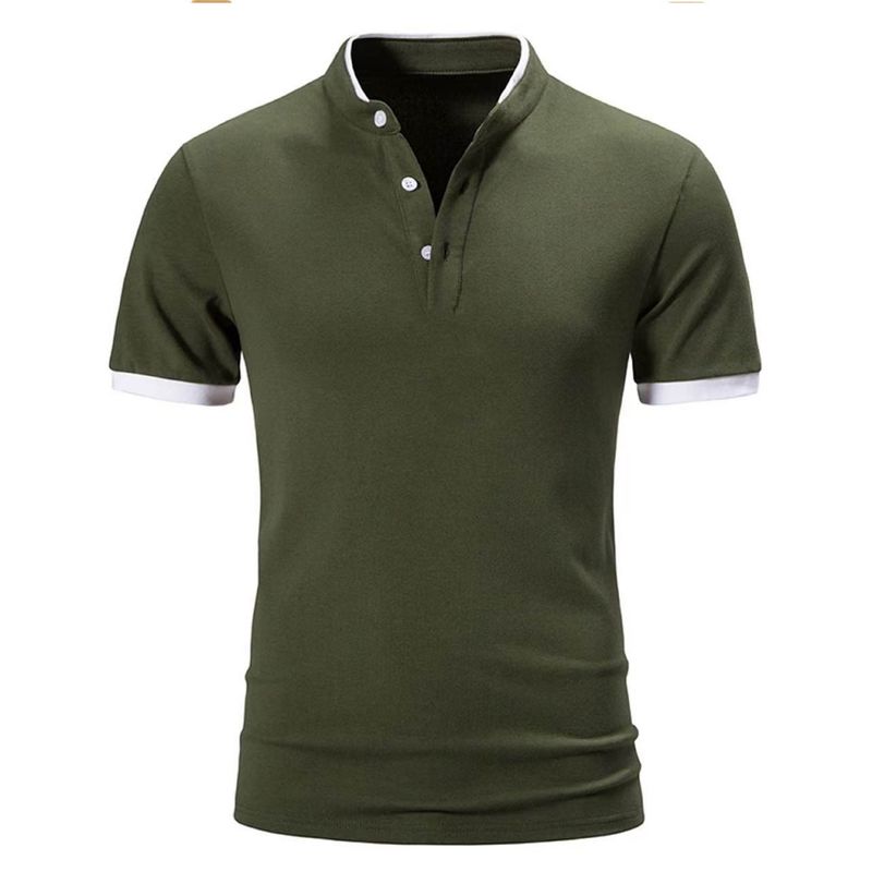 Unbeatable Quality 2024 Men's New Short Sleeved 3D Printed Simple Stand Up Collar Casual Polo Shirt_voghion.com