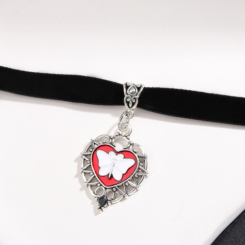 Mode Gotisk Mörk Fjäril Hjärta Pil Hänge Chokers Halsband Punk Rosenöga Veet Halsband För Alternativ Flicka Mystisk_voghion.com