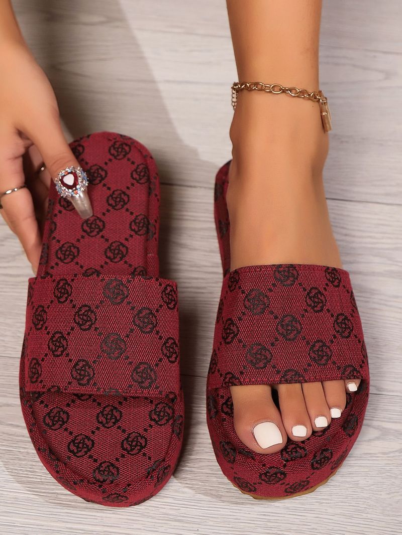 New Plum Embroidery Muffin Bottom Casual Women's Flip-flops_voghion.com