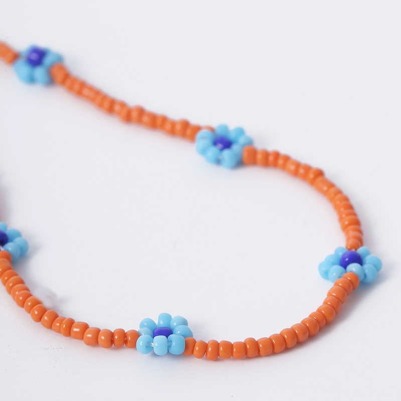 Collana da donna in stile bohémien con fiori a margherita colorata, semplice collana con clavicola con perline retrò femminile_voghion.com