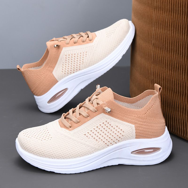 ShoeVault 2025 Neue Damenschuhe Export, lässige Schnürschuhe aus Sockengewebe, Sneakers mit weicher Sohle für Damen_voghion.com