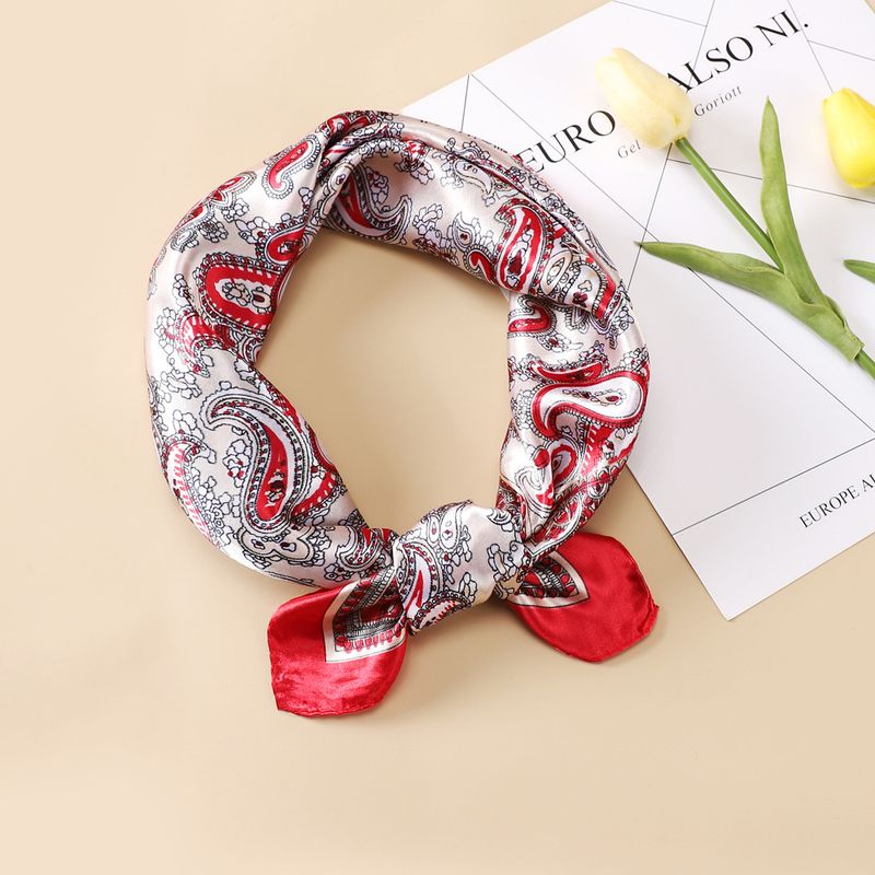 60cm Silk-Like Square Scarf Flight Attendant Style Neck Scarf Elegant Uniform Accessory Handbag Tie_voghion.com