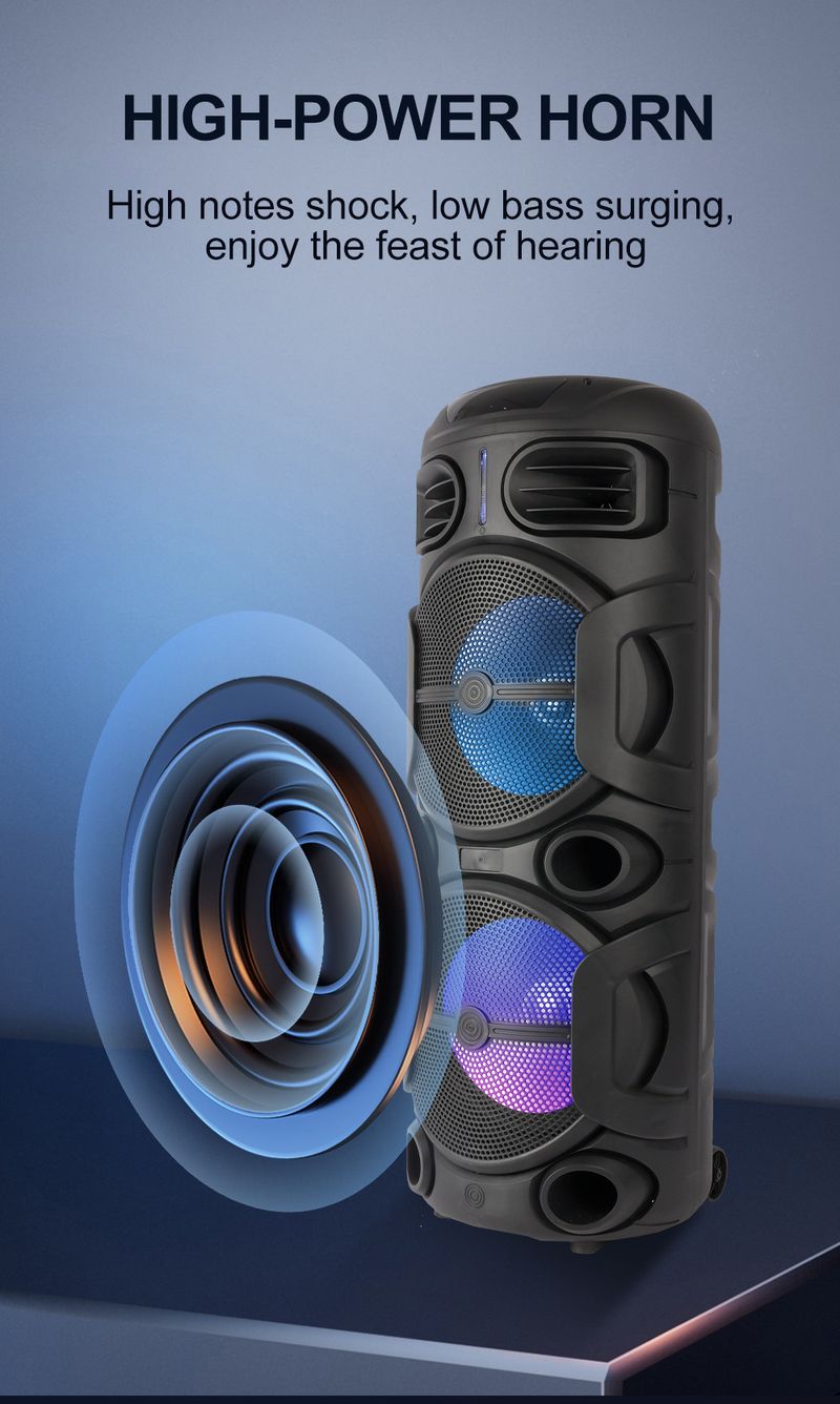 Altavoz Bluetooth inalámbrico ZQS12208 con batería de larga duración para uso doméstico y exterior, con micrófono y karaoke._voghion.com