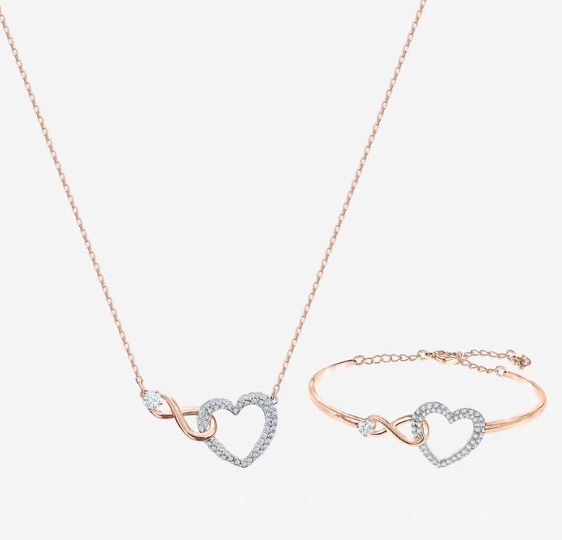 Collar y pulsera de mujer con superposición romántica de amor eterno, joyería noble de lujo, regalo para novia_voghion.com