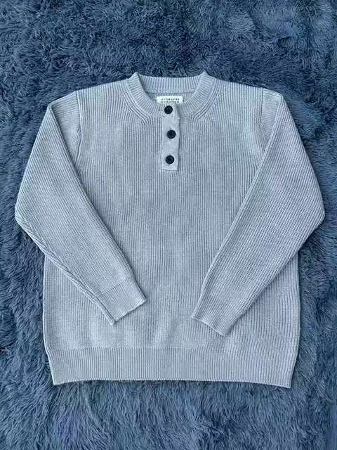 Maglione Henley vintage con bottoni – Cardigan unisex in misto cotone a righe (S-XL)_voghion.com