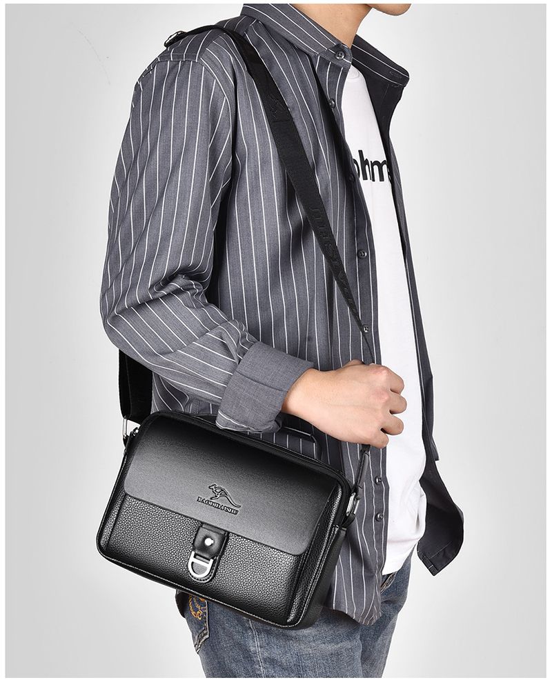 Small Male Shoulder Briefcase For Man PU Leather Tote Handbag Porter Messenger Satchels Crossbody Square Side Ipad Pouch_voghion.com