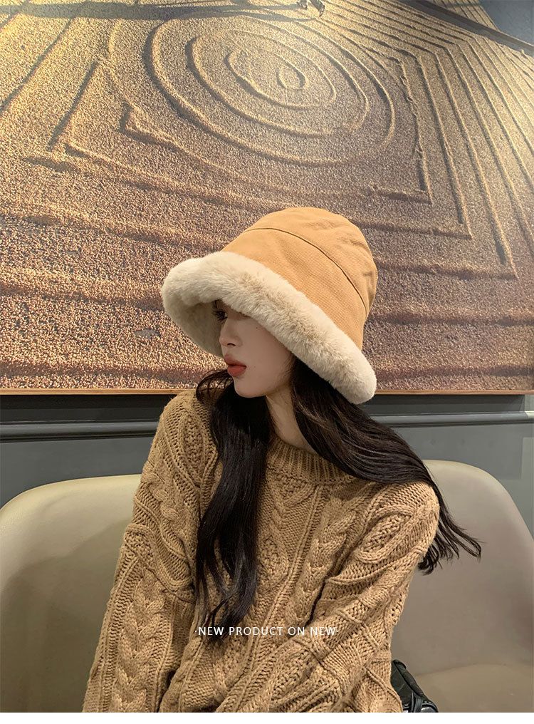 Sonbahar Ve Kış Kalın Peluş Şapka Çocuk Peluş Kova Şapkası Yuvarlatılmış Kenarları Zarif Ve Rüzgar Geçirmez Sıcak Kulak Korumalı Havza Şapkası_voghion.com