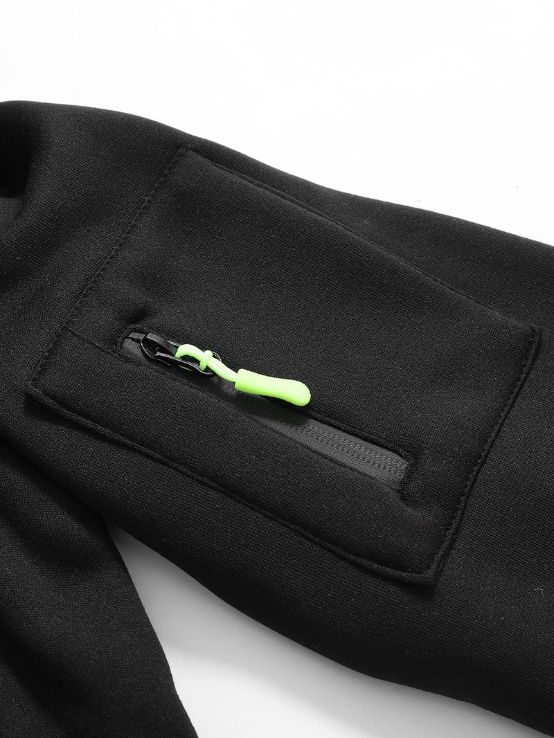 Moletom masculino com capuz e zíper, design de bolso, outono e inverno_voghion.com