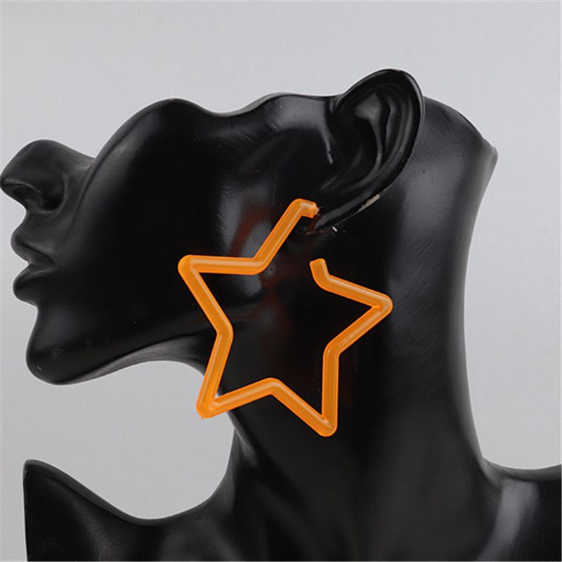 Orecchini esagerati in resina acrilica colorata a forma di C, alla moda, versatili, per personalità, gioielli, discoteca_voghion.com