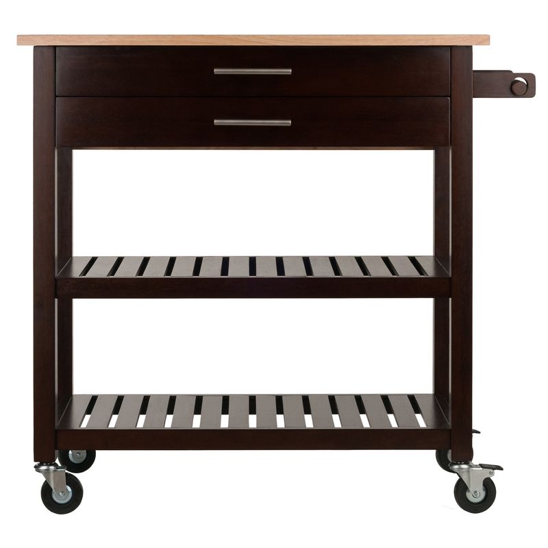 Langdon Kitchen Cart; Drop Leaf; Cappuccino and Natural_voghion.com