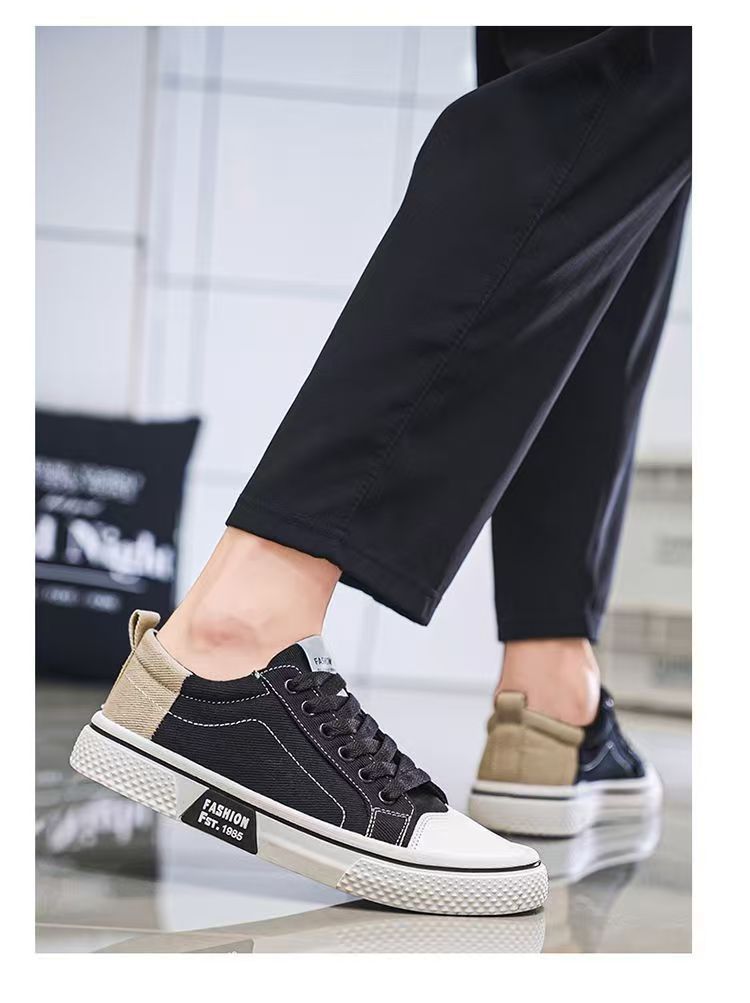 Men's Classic Canvas Sneakers For Summer - Breathable, Slip-Resistant, Durable & Versatile Casual Shoes With Round Toe And Low-Top Design_voghion.com