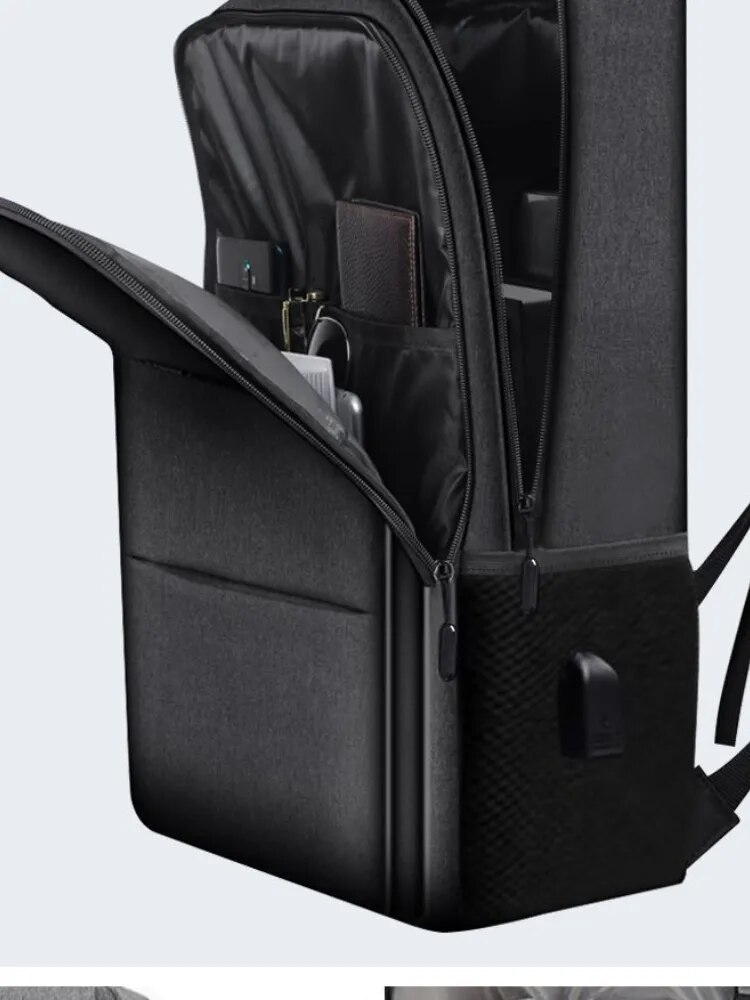 Mochila multifuncional antirrobo para hombre, resistente al agua, con carga USB, para portátil de 18 pulgadas_voghion.com