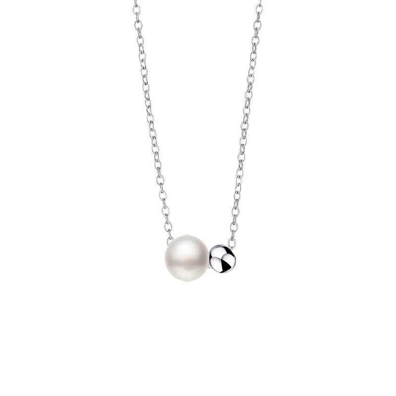 Minimalistische geometrische ronde kralen creatieve roestvrijstalen ketting temperament vrouwen net beroemdheid mode parel sleutelbeenketting nieuwe stijl_voghion.com