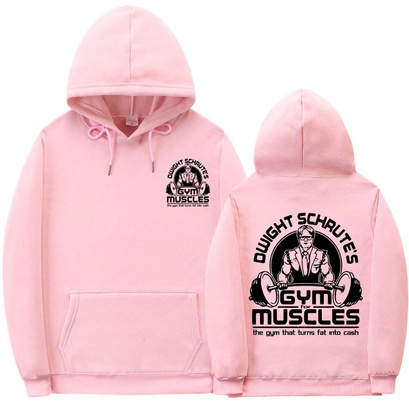 Dwight Schrute's Gym for Muscles The Gym Tha That Turns Fat Into Cash Doppelseitig bedruckter Kapuzenpullover für Herren und Damen in Übergröße_voghion.com
