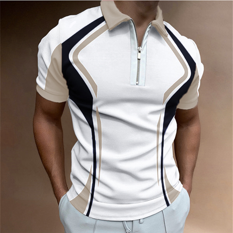 Miesten 3D golfpaita Tennispaita Color Block kaulus Paidan kaulus Regular Fit toppi valkoinen musta_voghion.com